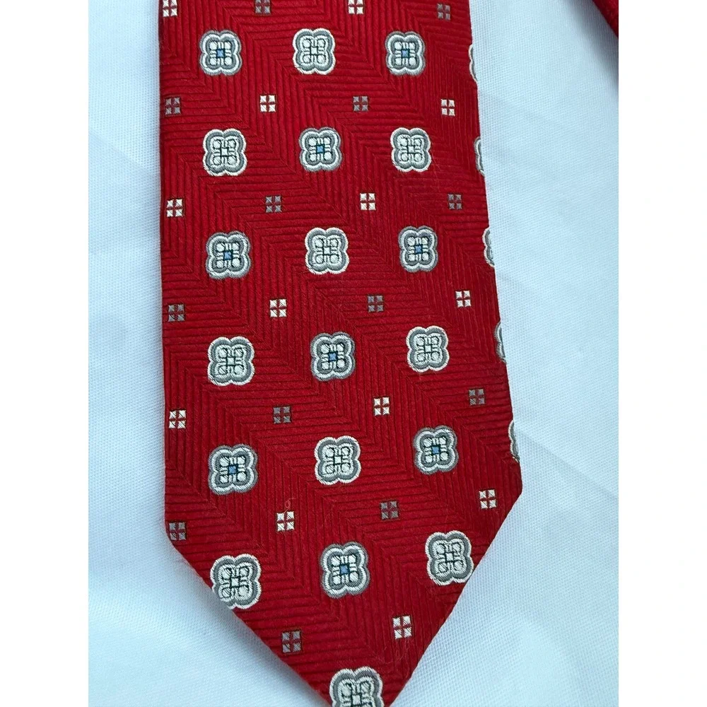 Robert Talbott Mens Best of Class Silk Necktie Red Geometric Classic Made in USA